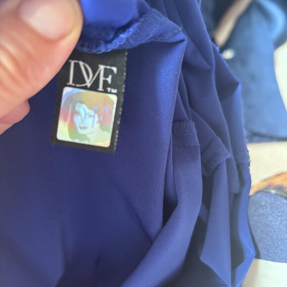 Diane von Furstenberg Dress Royal Blue Stretch Woven Cap-Sleeve Size 8 - Picture 10 of 10